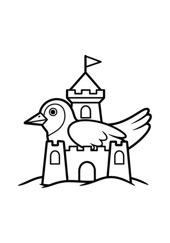 Coloring Page: Bird Castle Coloring Page: Creative Fun