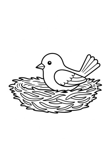 Coloring Page: Bird In Nest Coloring Page For Kids
