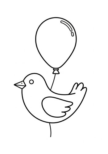Coloring Page: Bird With Balloon Coloring Page: Fly High