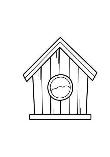 Birdhouse Coloring Page - Printable Art