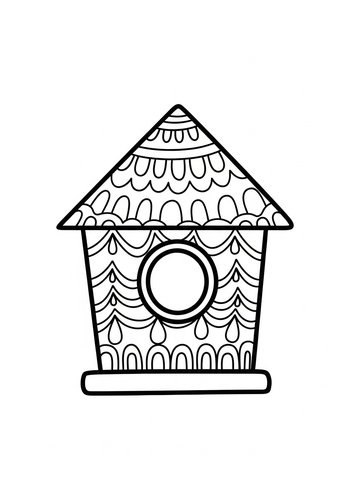 Birdhouse Coloring Page For Kids