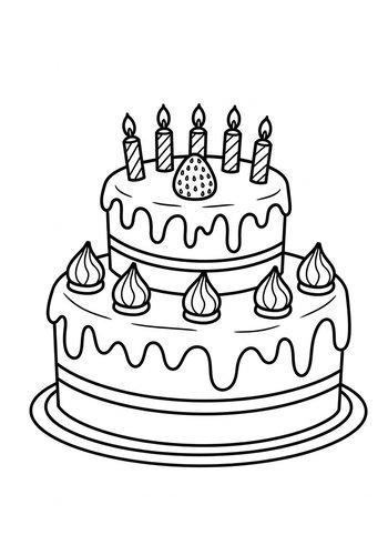 Birthday Cake Coloring Page: Festive Treat