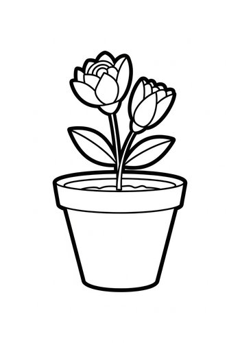 Blooming Beauty: Flower Pot Coloring Page