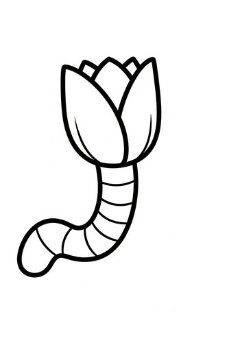 Blooming Worm Coloring Page For Kids
