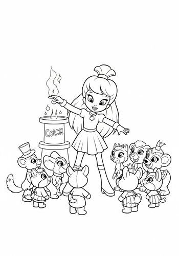 Blossom's Magic Show: Coloring Page With Enchanted Animals