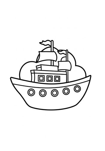 Boat Coloring Page For Kids