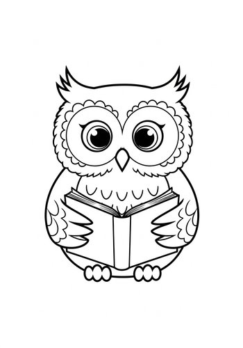Bookish Owl Coloring Page Fun