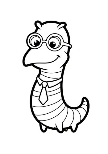 Bookworm Coloring Page For Kids