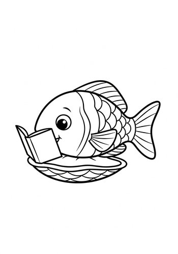 Bookworm Fish Coloring Page