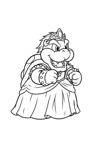Bowser's Royal Transformation: Coloring Fun Bowser Participating In A Costume Contest Dressed As A Princess