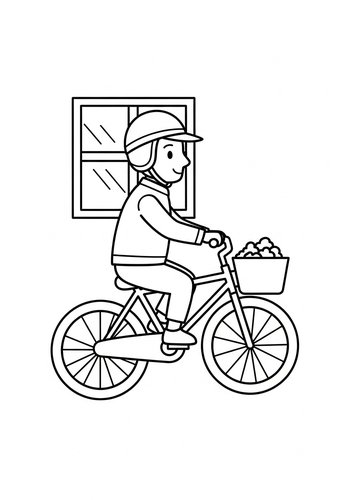 Boy On Bike Coloring Page