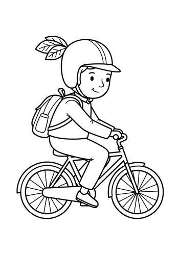 Boy Riding Bicycle Coloring Page