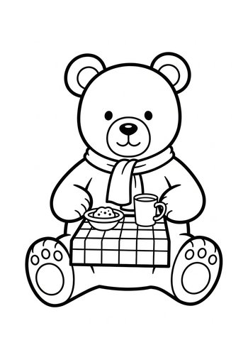 Breakfast Bear Coloring Page