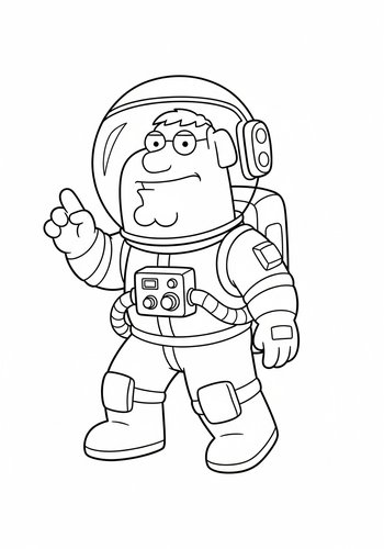 Coloring Page: Brian Griffin Dressed As An Astronaut Exploring A New Planet Coloring Page