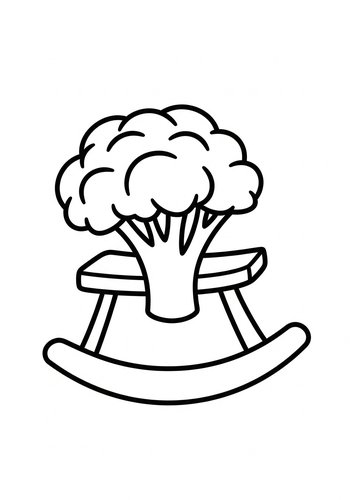 Broccoli Rocking Horse Coloring Page Fun