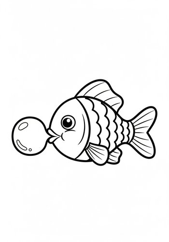 Bubble-blowing Fish Coloring Page Fun