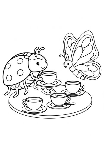 Buggy Tea Party Coloring Page