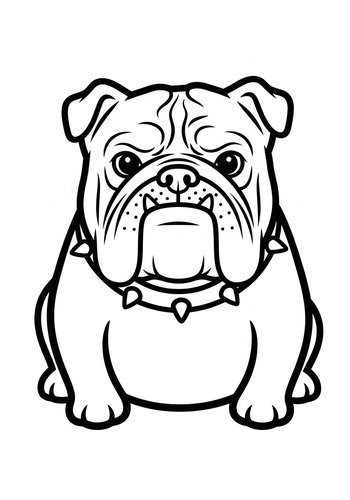 Bulldog Coloring Page: Spiked Collar Cutie