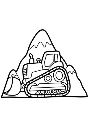 Bulldozer In The Mountains Coloring Page