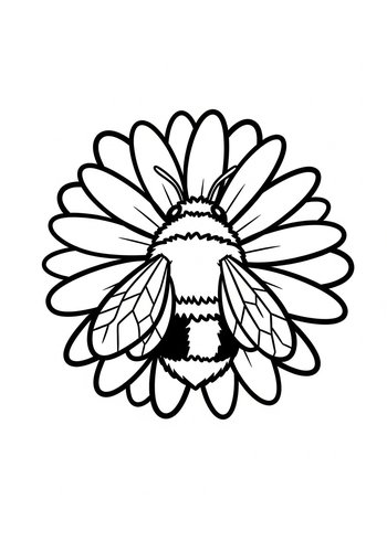 Bumble Bee & Flower Coloring Page
