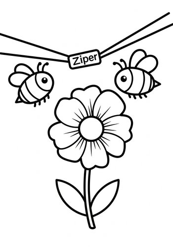 Bumble Bees And Flower Coloring Page