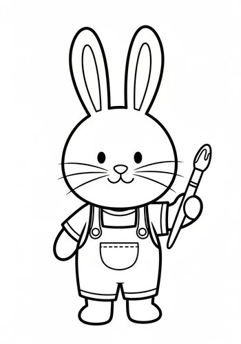 Bunny Artist Coloring Page