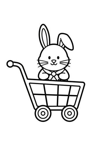 Bunny In A Cart Coloring Page