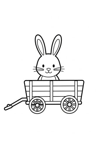 Bunny In A Wagon Coloring Page