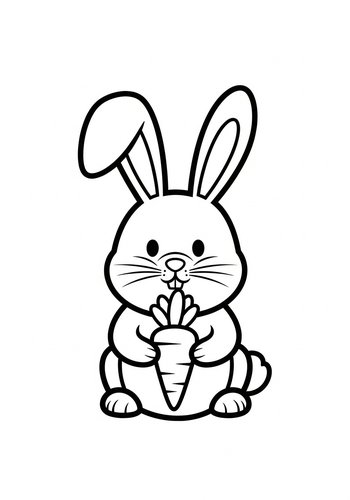 Bunny With Carrot - Coloring Page Fun