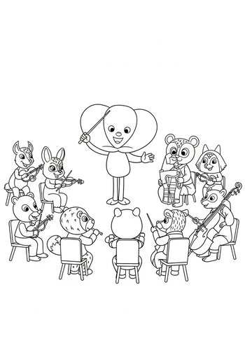 Buttercup Conducting An Orchestra Of Forest Animals: A Coloring Adventure