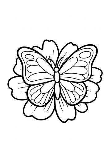Butterfly And Flower Coloring Page