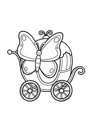 Butterfly Baby Carriage Coloring Page