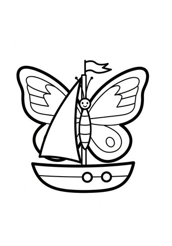 Butterfly Boat Coloring Page: Whimsical Seas