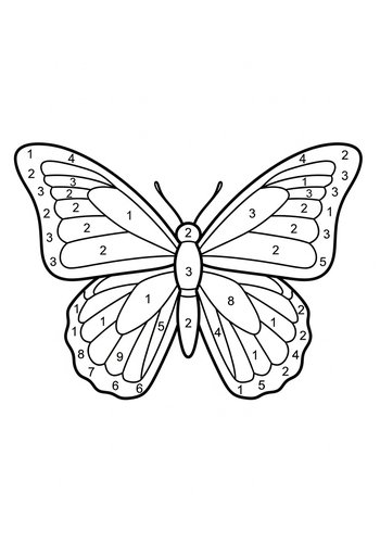 Butterfly Color By Number Coloring Page