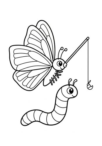 Butterfly Fishing Coloring Page