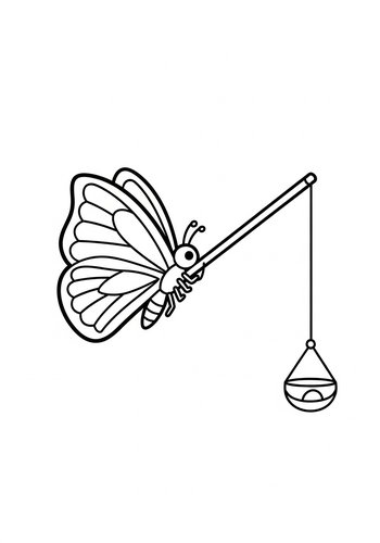 Butterfly Fishing Coloring Page Fun