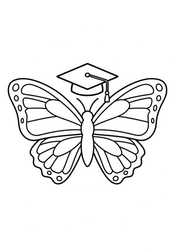 Butterfly Graduation Coloring Page
