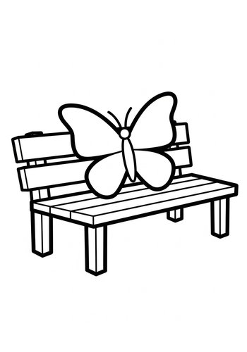 Butterfly On Bench Coloring Page