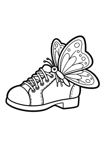 Butterfly On Shoe Coloring Page