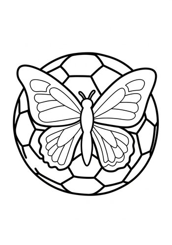 Butterfly On Soccer Ball: Coloring Fun