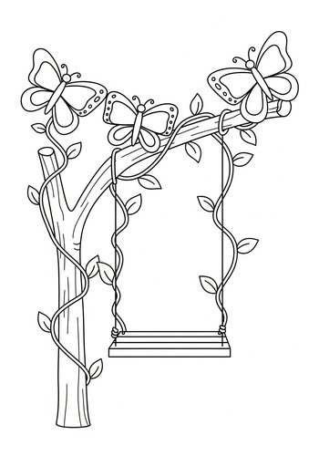 Butterfly Swing Coloring Page For Kids