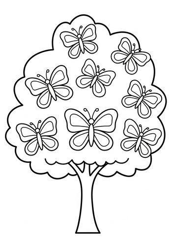 Butterfly Tree Coloring Page
