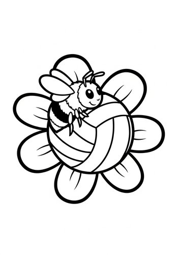 Buzzing Bee On A Flowery Ball Coloring Page