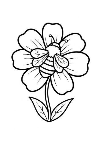 Buzzing Bee On Flower Coloring Page