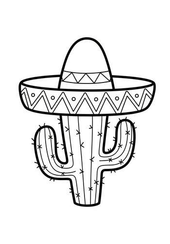 Cactus Fiesta: Sombrero Coloring Page