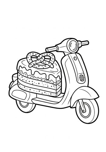 Cake Delivery Coloring Page: Sweet Ride