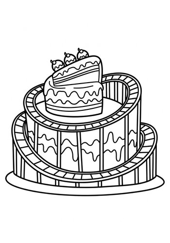 Cake On A Roller Coaster Coloring Page