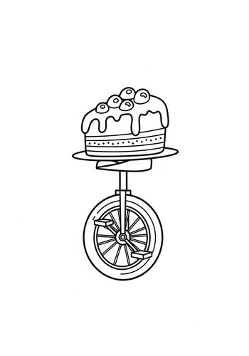 Cake On A Wheel Coloring Page For Kids