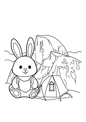 Camping Bunny Coloring Page