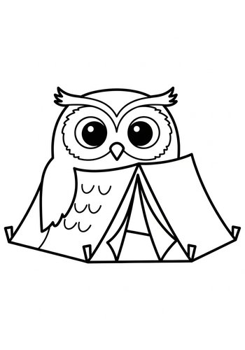 Camping Owl Coloring Page
